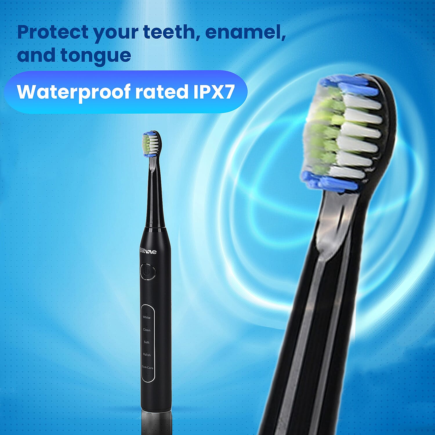 Bitvae Sonic Electric Toothbrush with 8 Brush Heads and Case â€“ Black 7797928 5