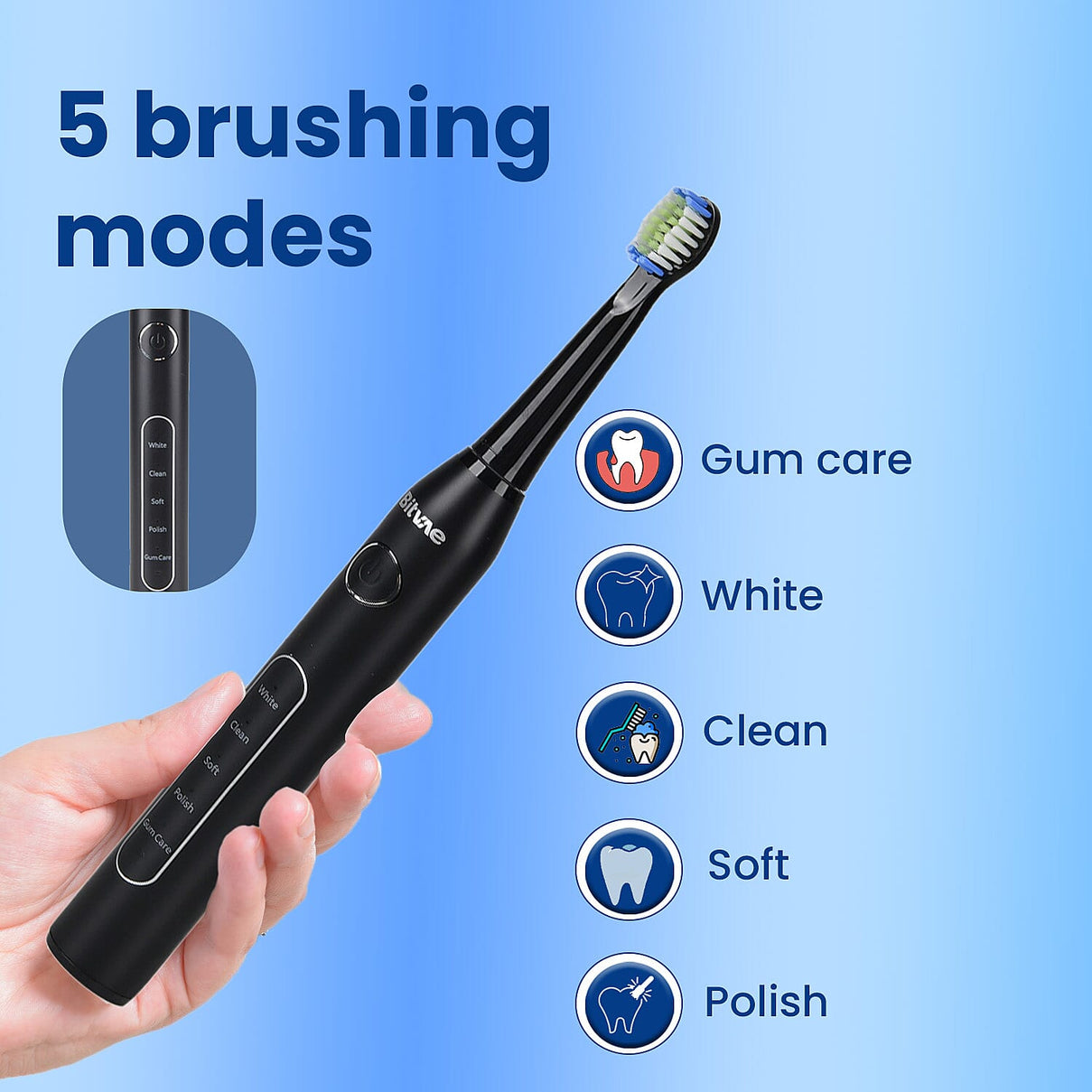 Bitvae Sonic Electric Toothbrush with 8 Brush Heads and Case â€“ Black 7797928 6