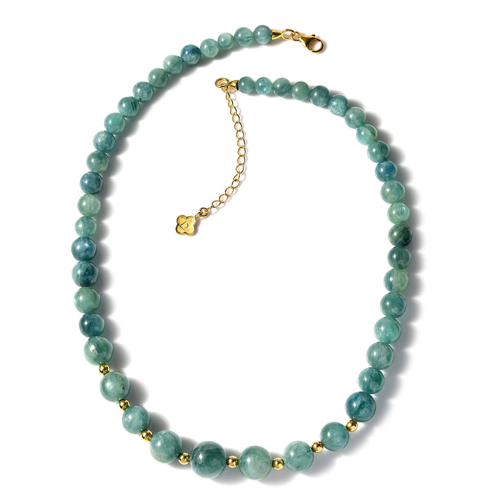 Certified &amp; Appraised Tony Diniz Collection - 315 Ct Green Kyanite Beads Necklace (Size - 18) in 18K Vermeil Yellow Gold Plated Sterling Silver 7798237 1