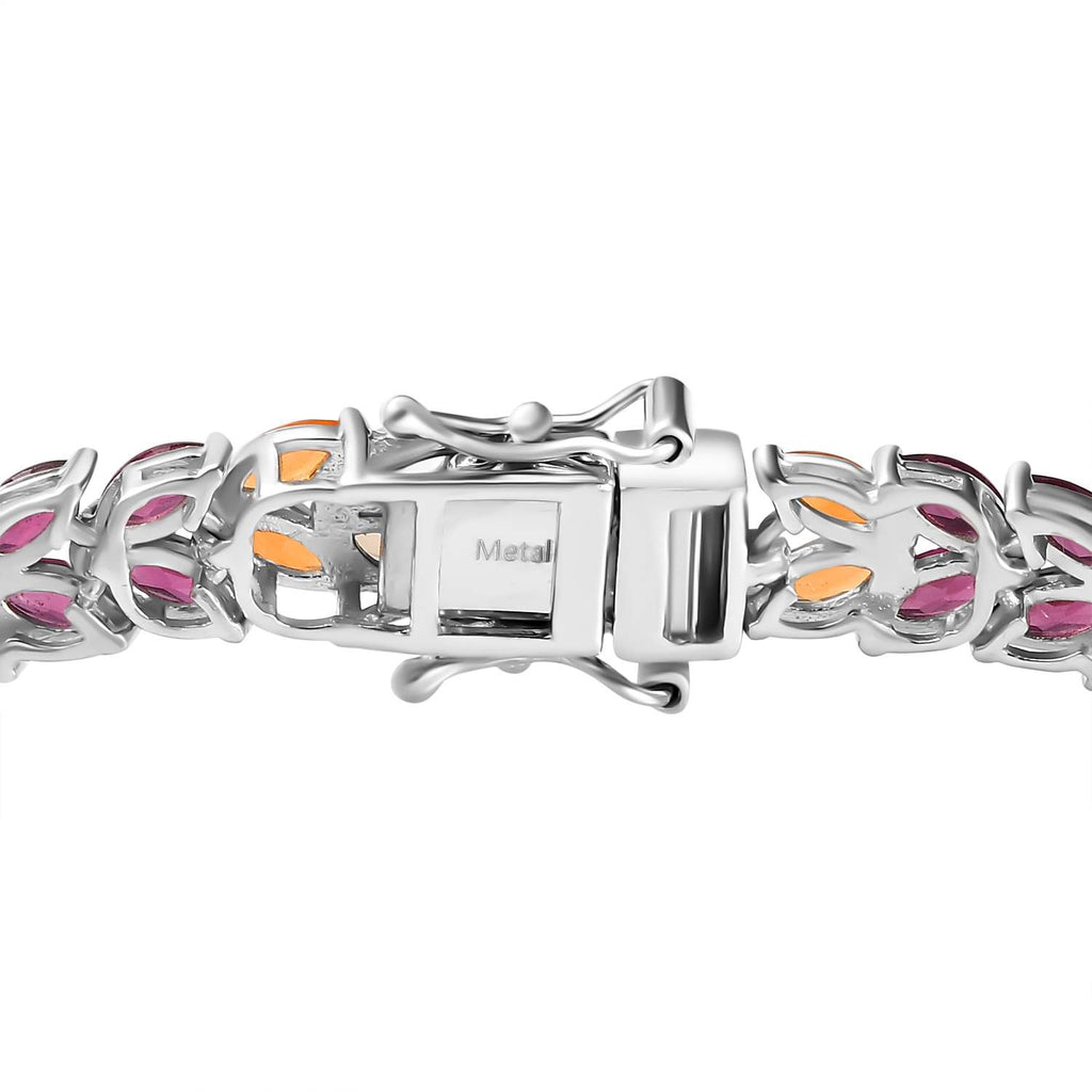Multi Gemstones Cluster Bracelet (Size - 7) in Rhodium Overlay Sterling Silver 16.85 Ct, Silver Wt. 13.75 Gms_7798705_3