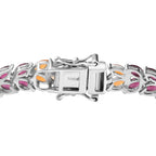 Multi Gemstones Cluster Bracelet (Size - 7) in Rhodium Overlay Sterling Silver 16.85 Ct, Silver Wt. 13.75 Gms_7798705_3