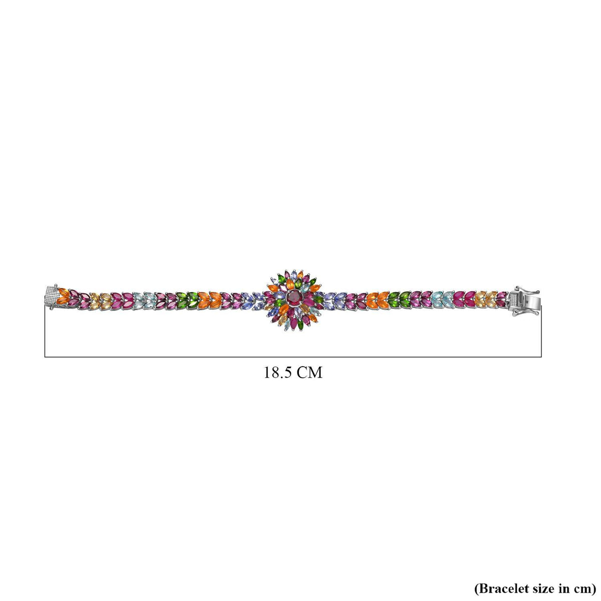 Multi Gemstones Cluster Bracelet (Size - 7) in Rhodium Overlay Sterling Silver 16.85 ct. 7798705 4