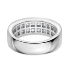 Moissanite Princess Cut Double Row Half Eternity Band Ring Rhodium Overlay Sterling Silver 2.52 Ct._7800005_4