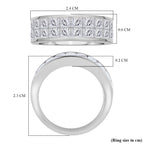 Moissanite Princess Cut Double Row Half Eternity Band Ring Rhodium Overlay Sterling Silver 2.52 Ct._7800005_5