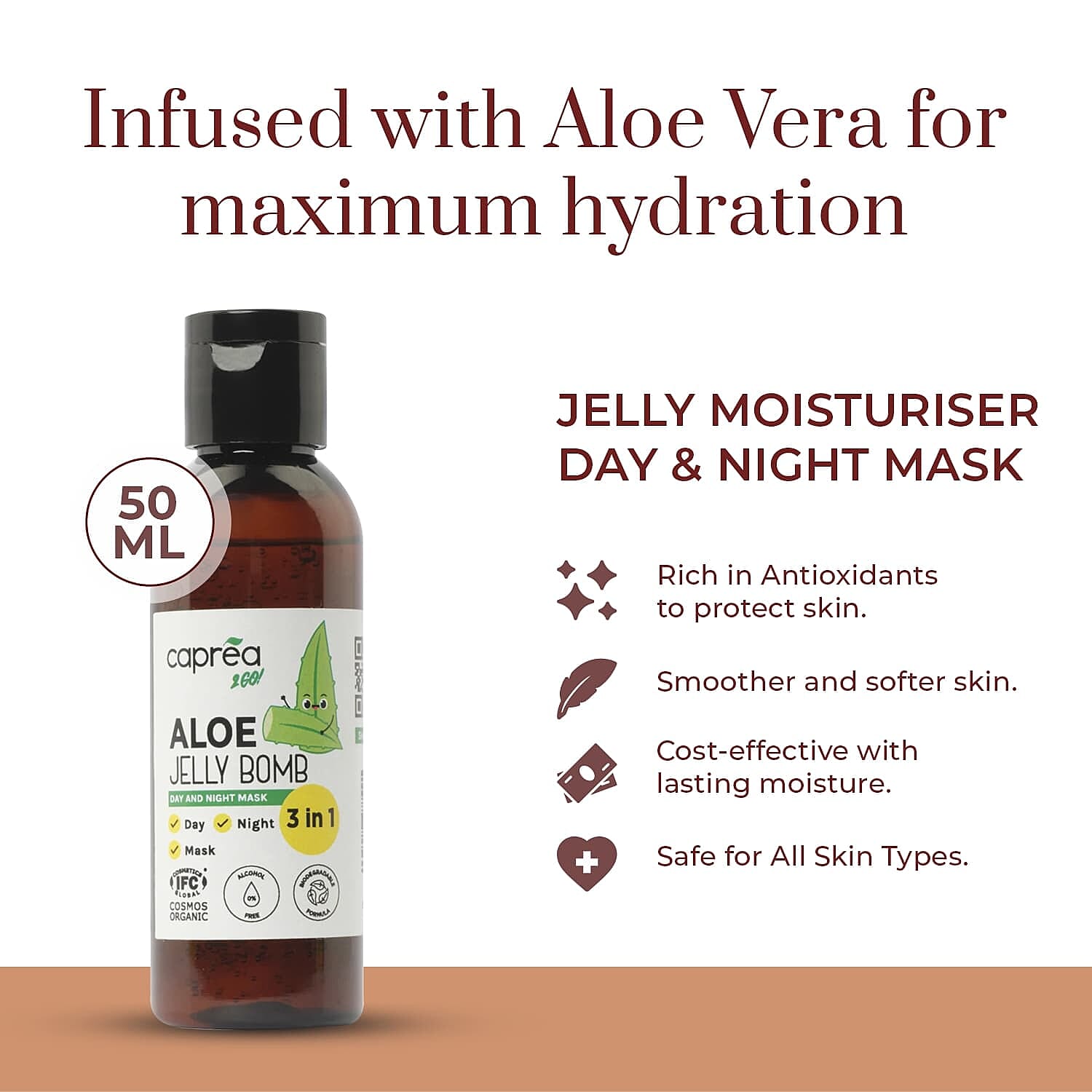 Caprea 3 in 1 Jelly Moisturiser Day &amp; Night Mask - 50ml 7800244 6