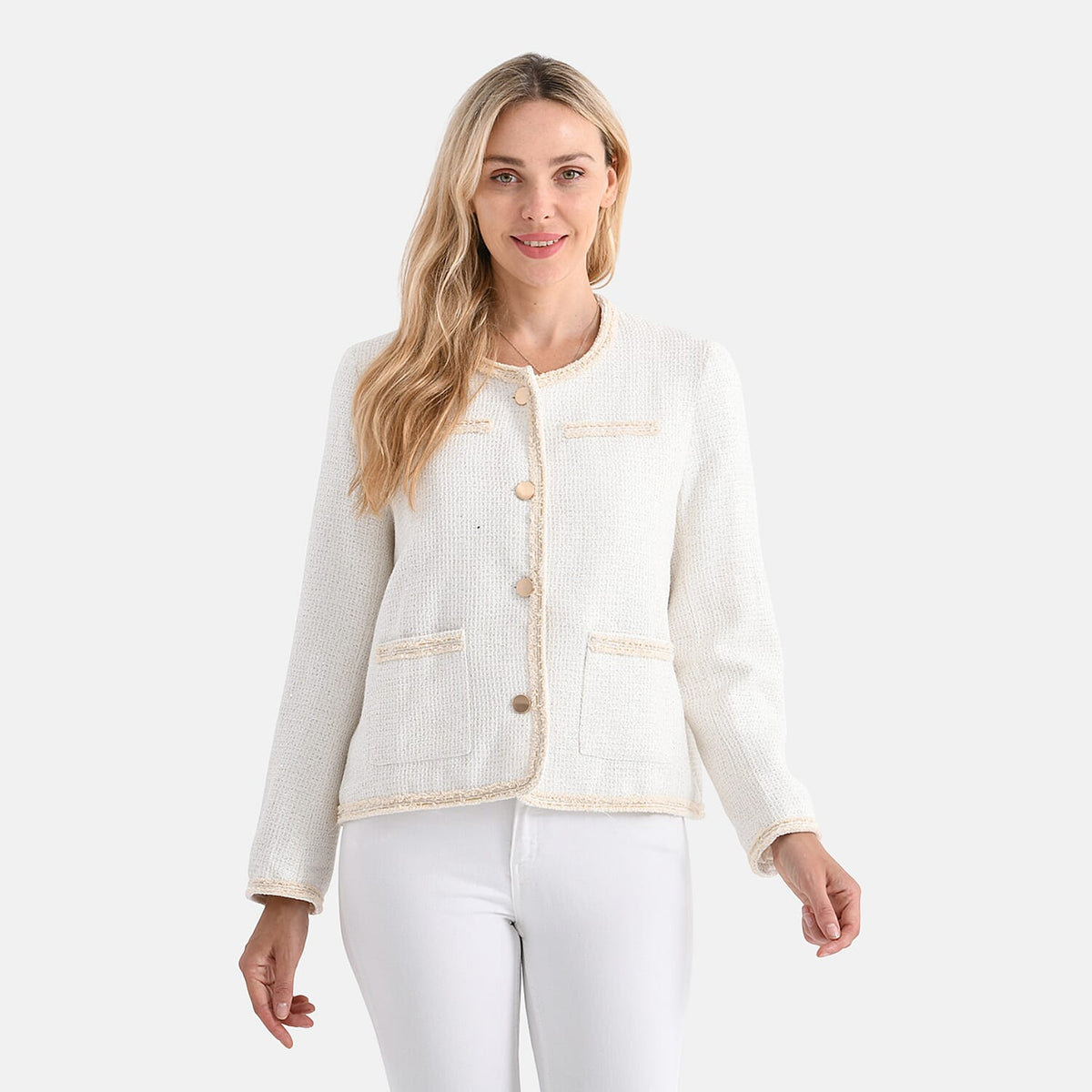 La Marey Tweed Long Sleeve Buttoned Blazer 7800647 0