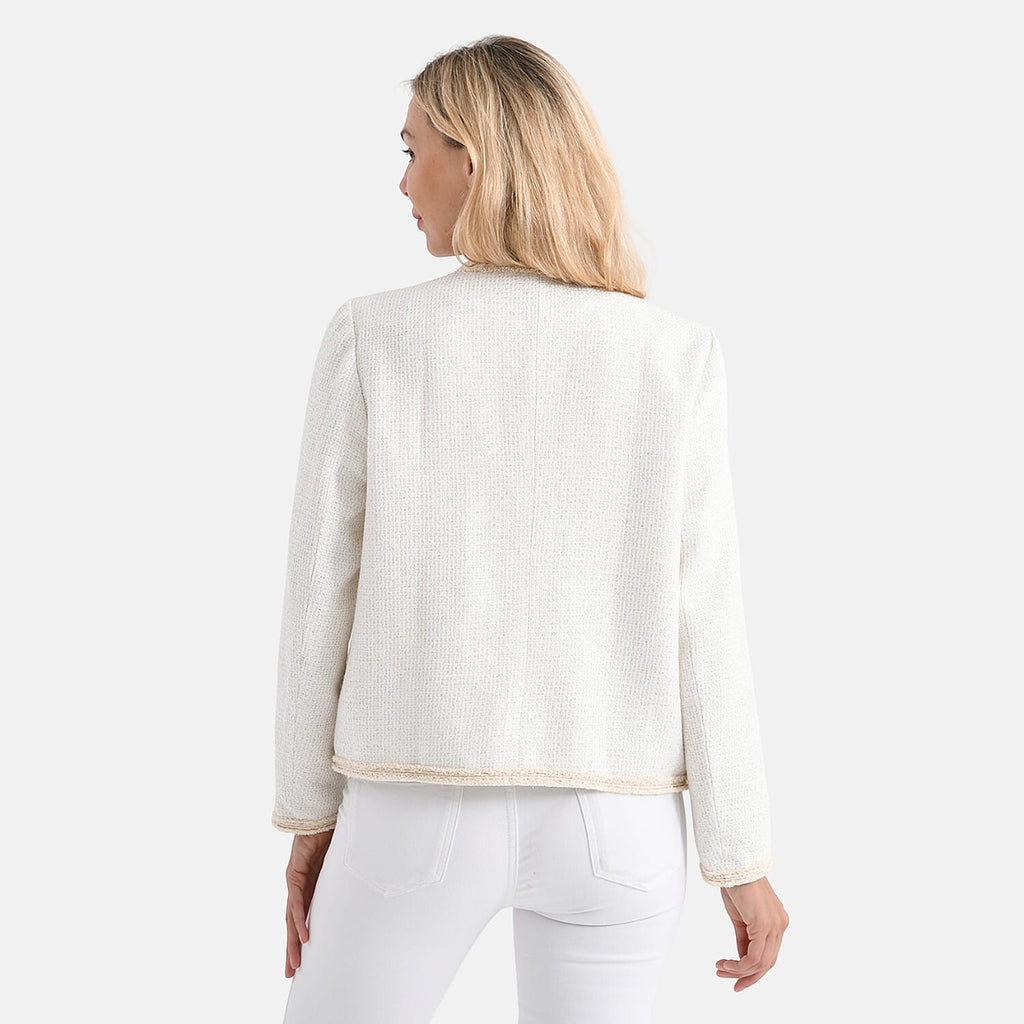 La Marey Tweed Long Sleeve Buttoned Blazer (Size 16 To 18) - White_7800647_2