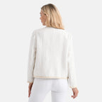 La Marey Tweed Long Sleeve Buttoned Blazer (Size 16 To 18) - White_7800647_2