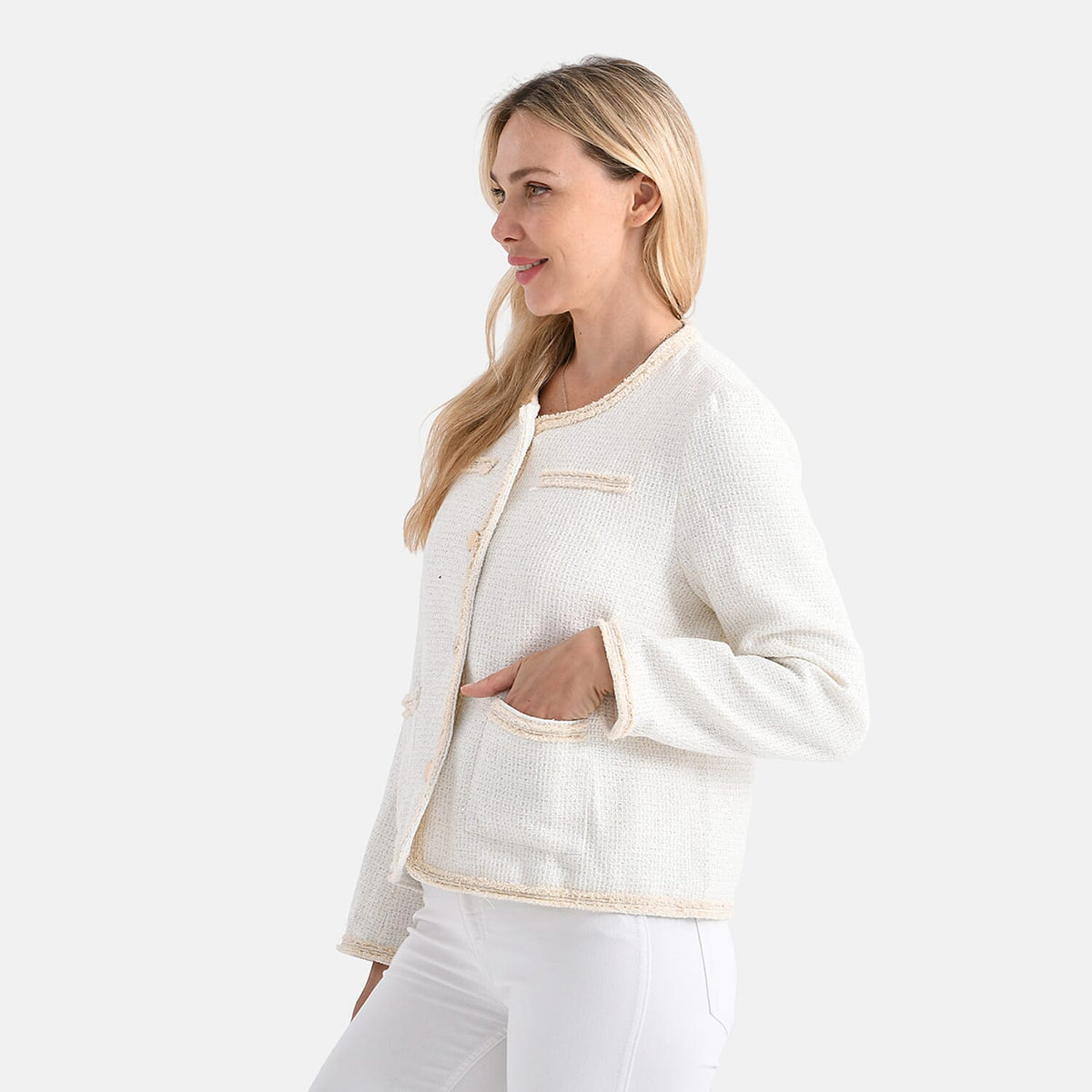 La Marey Tweed Long Sleeve Buttoned Blazer 7800647 4