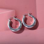 Designer Inspired - Sterling Silver Hoop Earrings