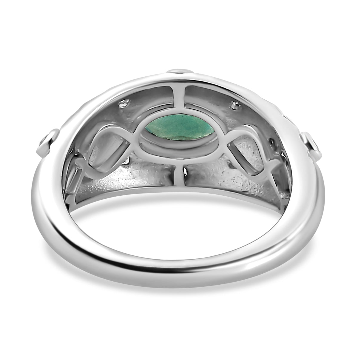 Grandidierite, White Zircon Ring in Rhodium Overlay Sterling Silver, 1.015  Ct. V32515452 5