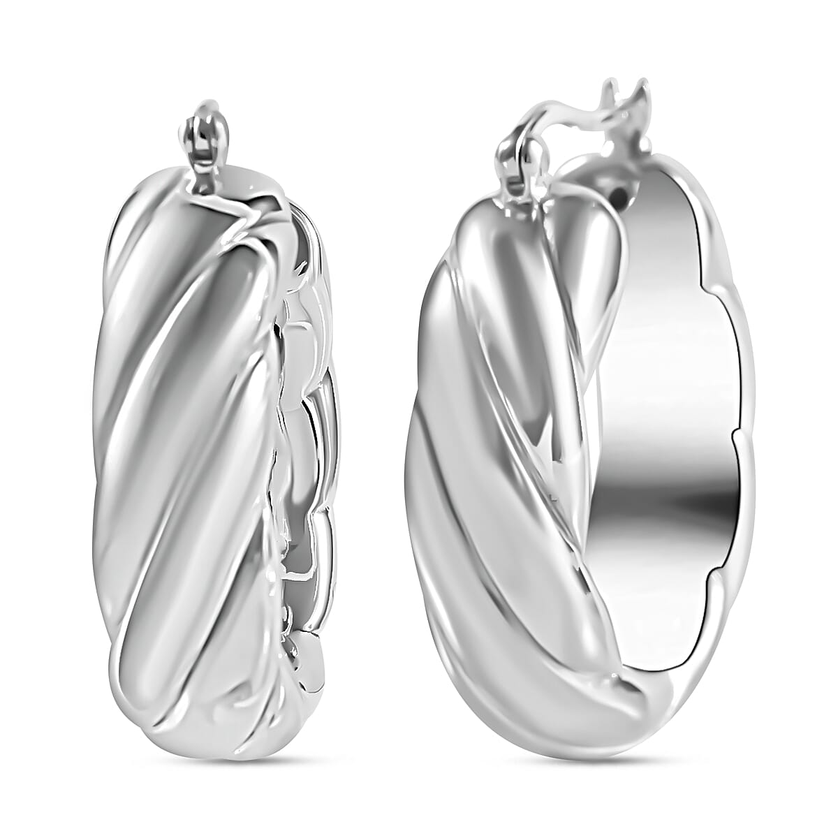 JCK Vegas Closeout - Sterling Silver Twist Hoop Earrings 7801339 0