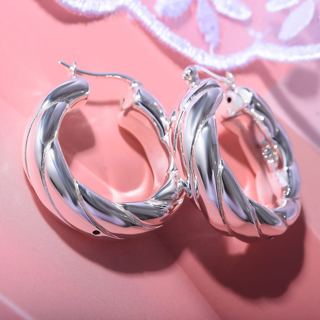 JCK Vegas Closeout - Sterling Silver Twist Hoop Earrings