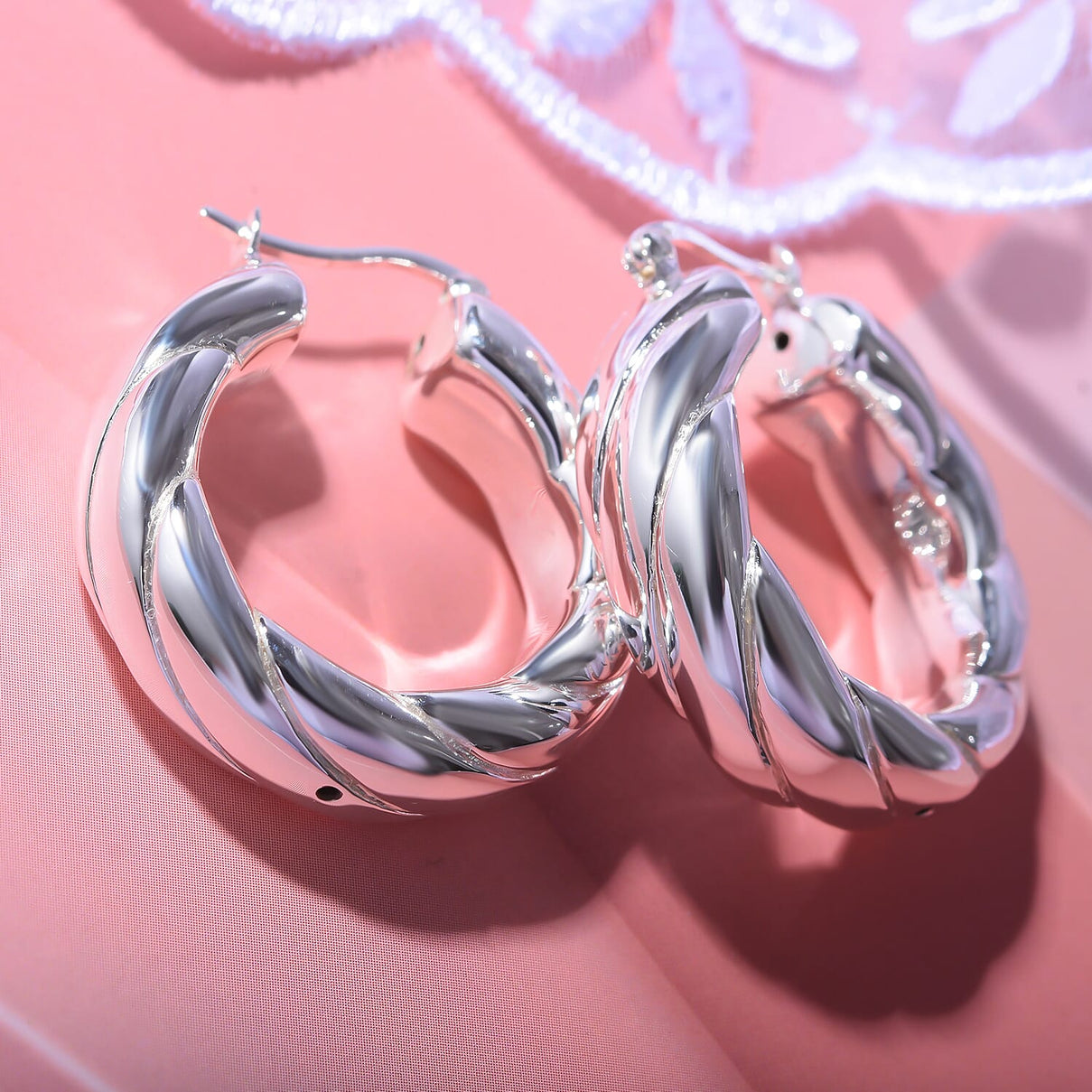JCK Vegas Closeout - Sterling Silver Twist Hoop Earrings 7801339 1