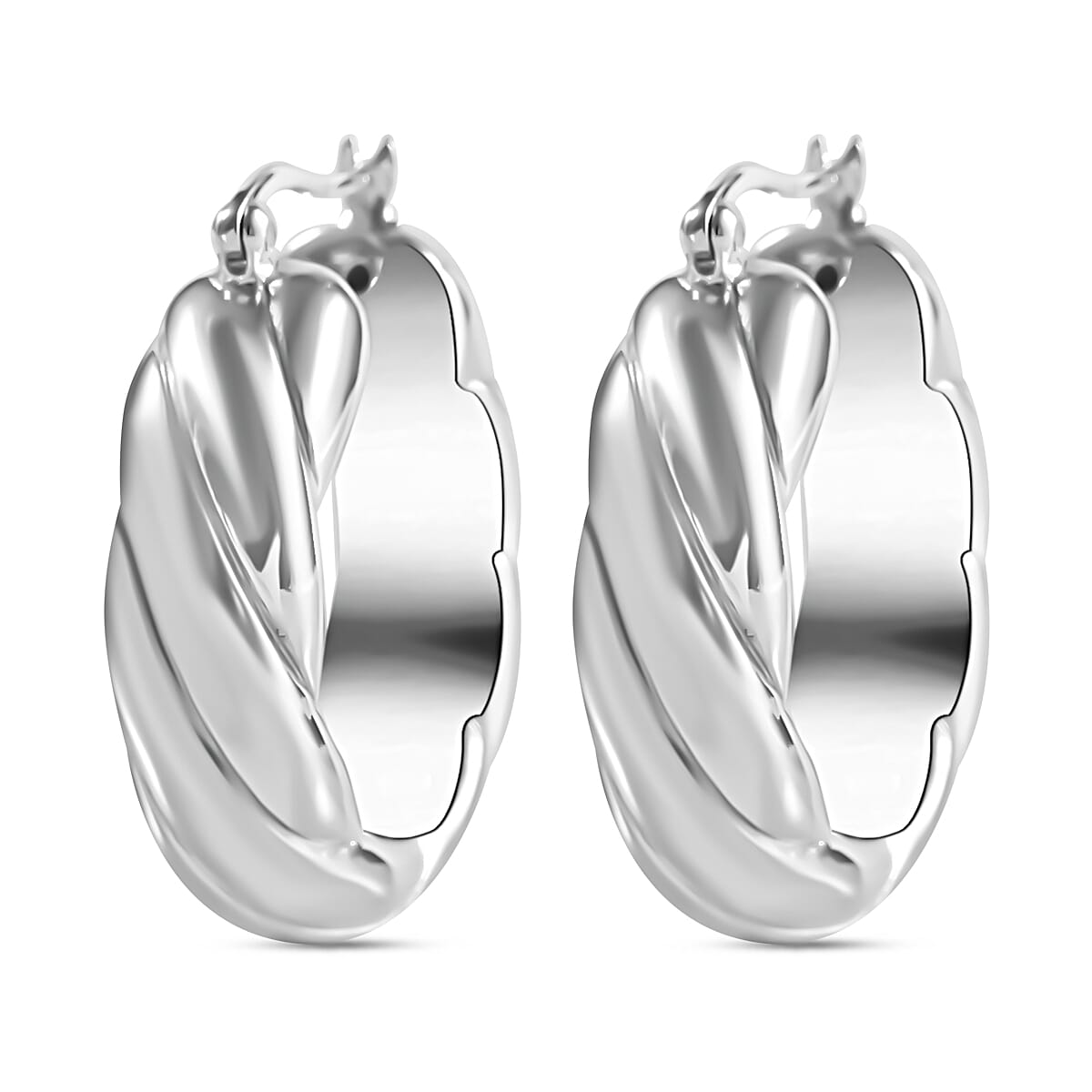 JCK Vegas Closeout - Sterling Silver Twist Hoop Earrings 7801339 3