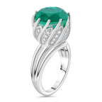 Emeraldine Quartz and White Zircon Ring in Rhodium Overlay Sterling Silver 9.30 Ct._7801821_3