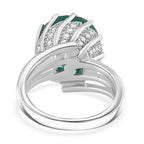Emeraldine Quartz and White Zircon Ring in Rhodium Overlay Sterling Silver 9.30 Ct._7801821_4