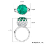 Emeraldine Quartz and White Zircon Ring in Rhodium Overlay Sterling Silver 9.30 Ct._7801822_5