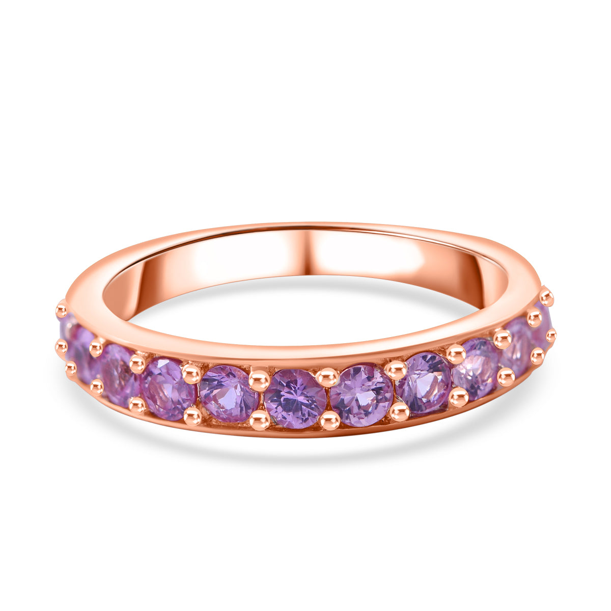 Madagascar Pink Sapphire Half-Eternity Band Ring in 18K Vermeil Rose Gold Plated Sterling Silver 7801969 6