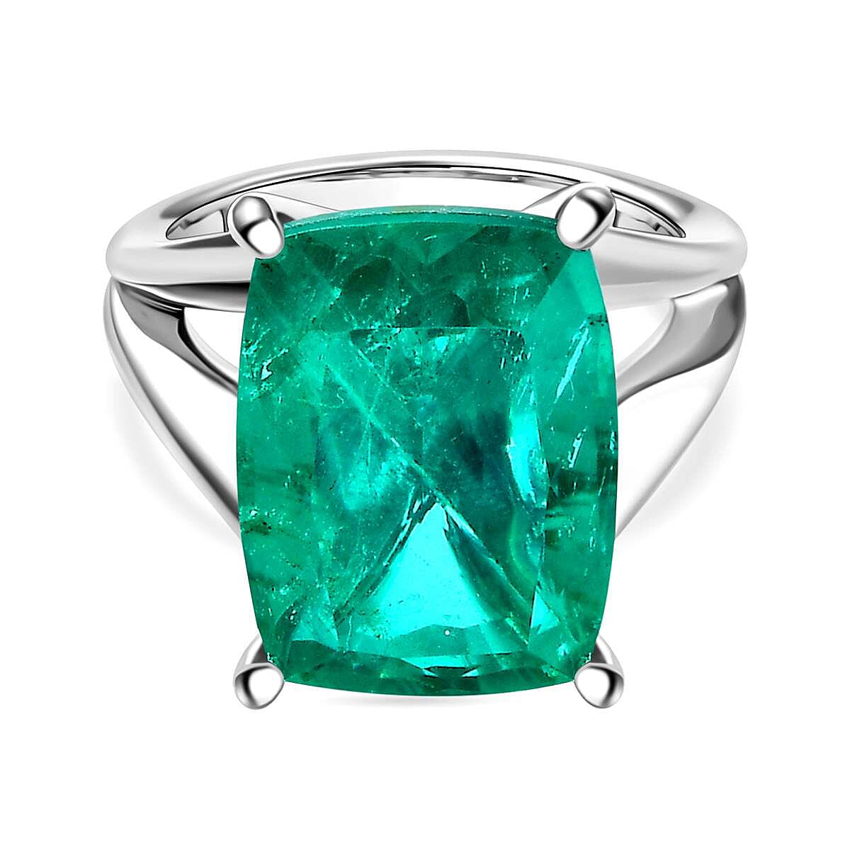 Emeraldine Triplet Quartz Solitaire Ring in Rhodium Overlay Sterling Silver 7804007 0