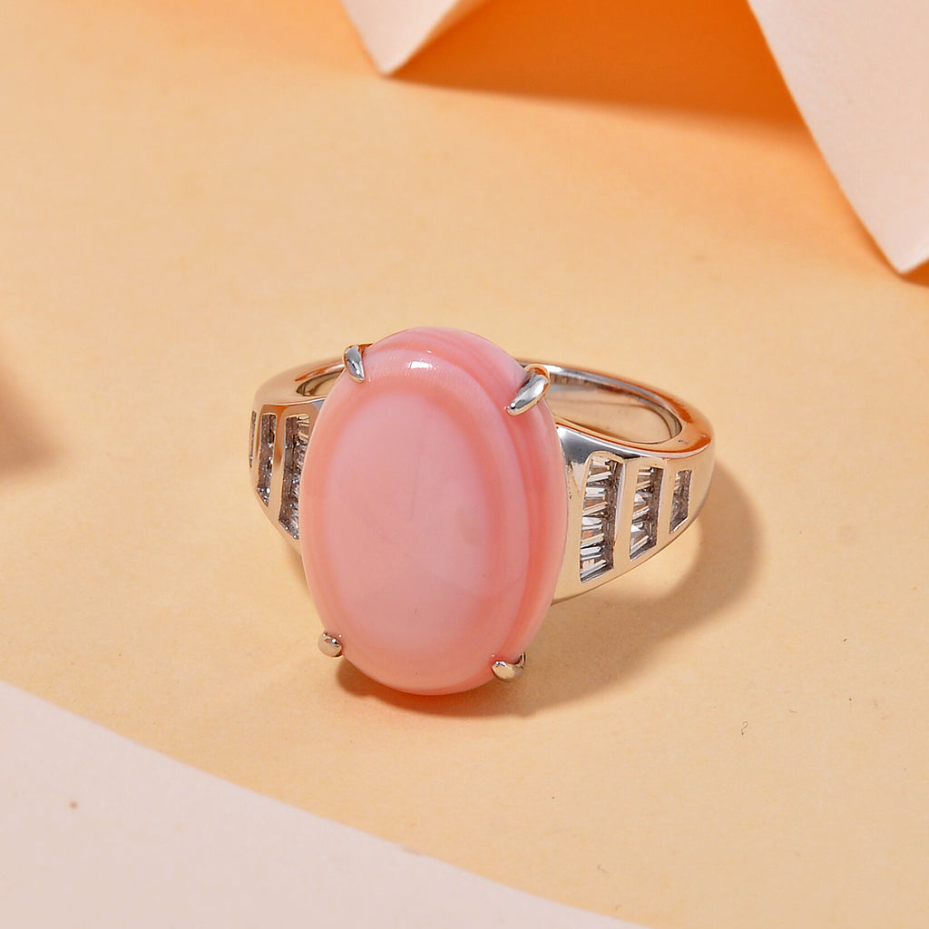 Queen Conch Shell & Zircon Ring in Rhodium Overlay Sterling Silver 10.27 Ct._7804055_1