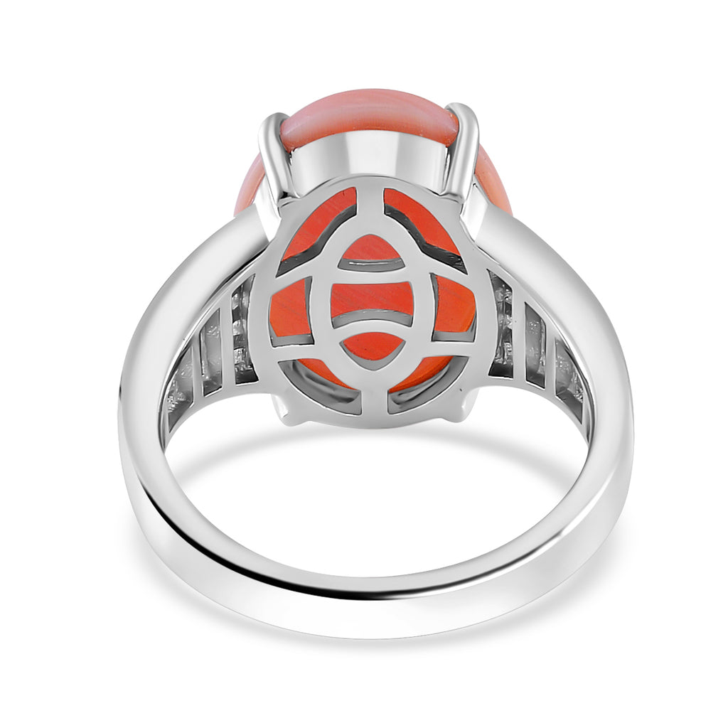 Queen Conch Shell & Zircon Ring in Rhodium Overlay Sterling Silver 10.27 Ct._7804055_4