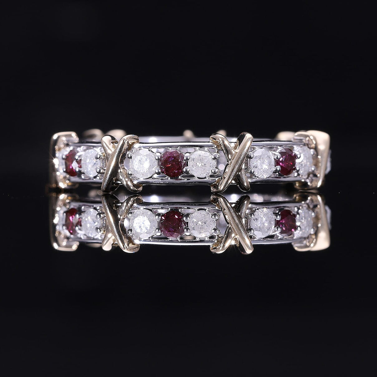Rare Purple Diamond and White Diamond Eternity Band Ring in 9K Yellow and White Gold Ring 7804167 2