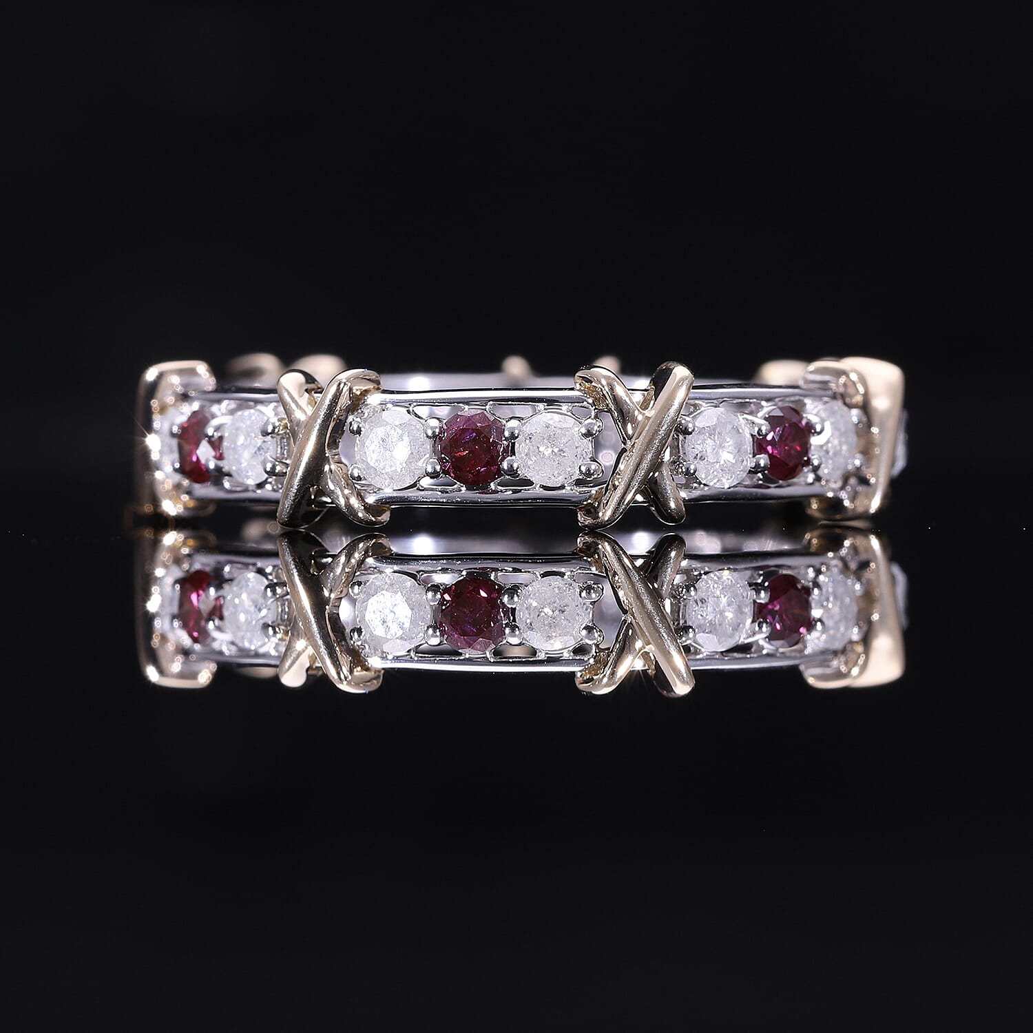 Rare Purple Diamond and White Diamond Eternity Band Ring in 9K Yellow and White Gold Ring 7804167 2
