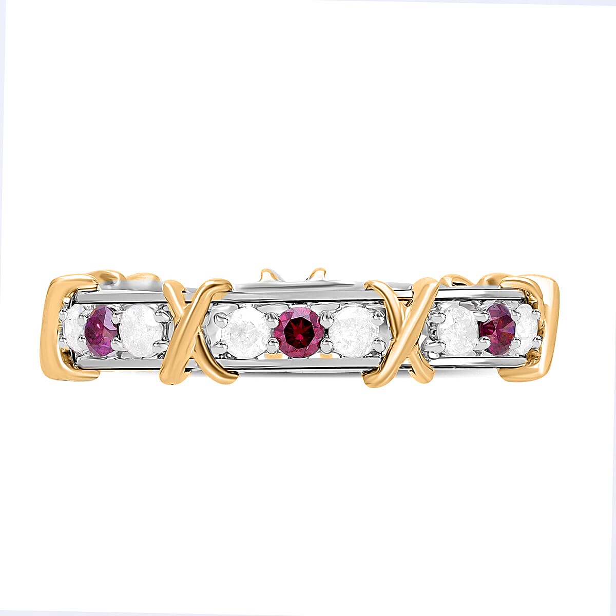 Rare Purple Diamond and White Diamond Eternity Band Ring in 9K Yellow and White Gold Ring 7804167 4