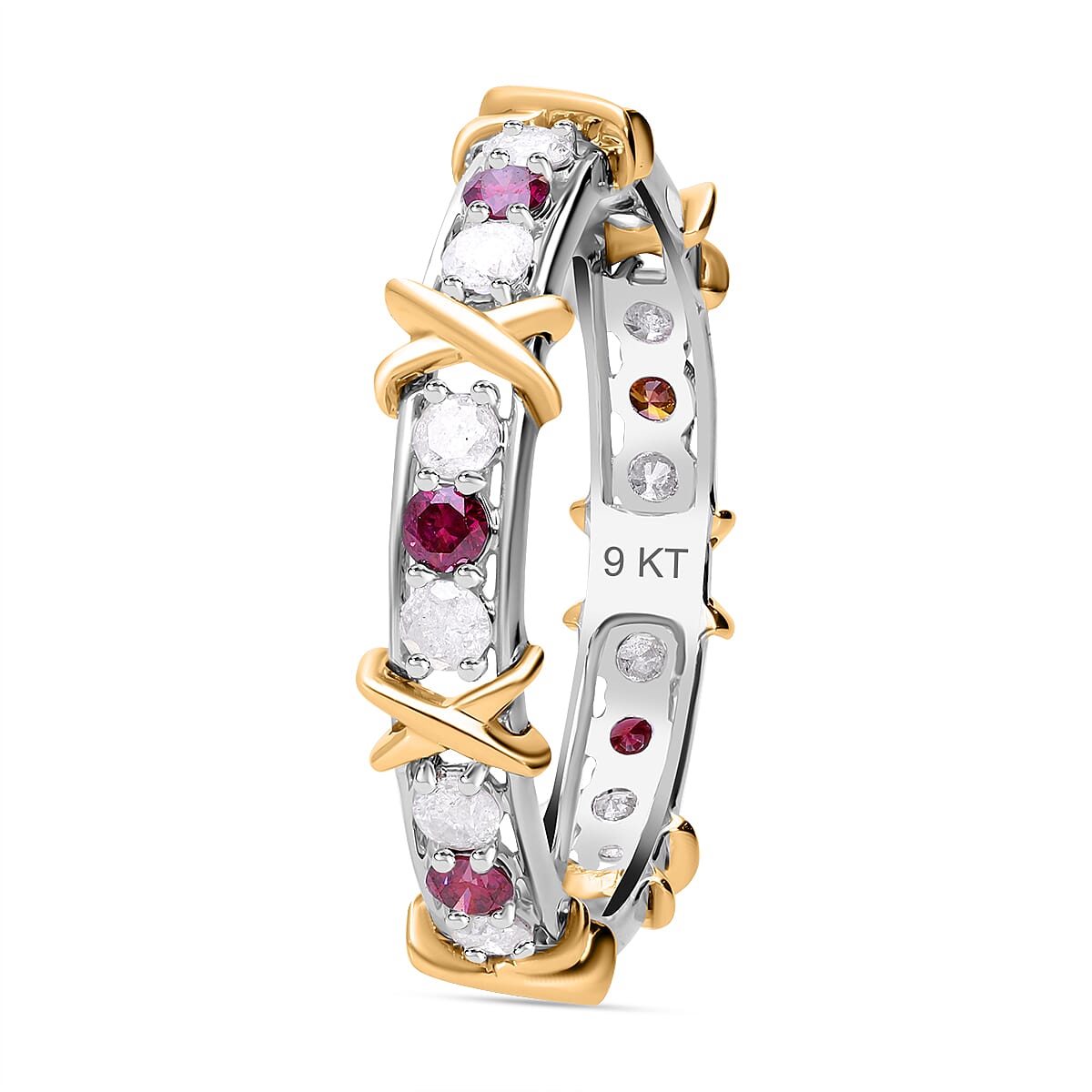 Rare Purple Diamond and White Diamond Eternity Band Ring in 9K Yellow and White Gold Ring 7804167 5
