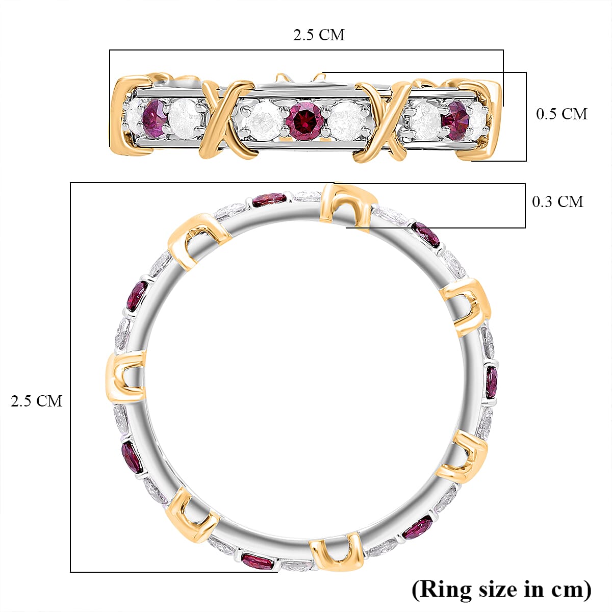 Rare Purple Diamond and White Diamond Eternity Band Ring in 9K Yellow and White Gold Ring 7804167 6