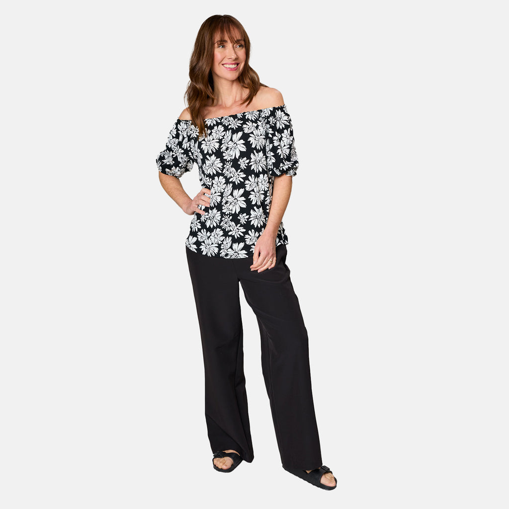 Emreco 100% Viscose Frill Sleeve Floral Top (Size 14) - Black_7805022_3