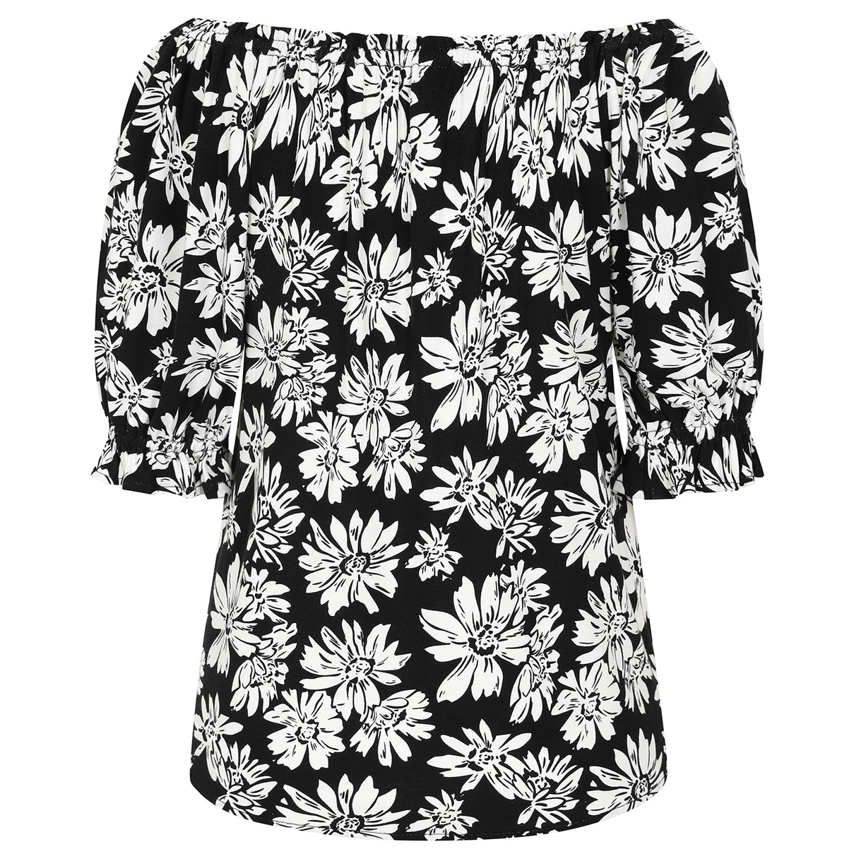 Emreco 100% Viscose Frill Sleeve Floral Top (Size 14) - Black 7805022 6