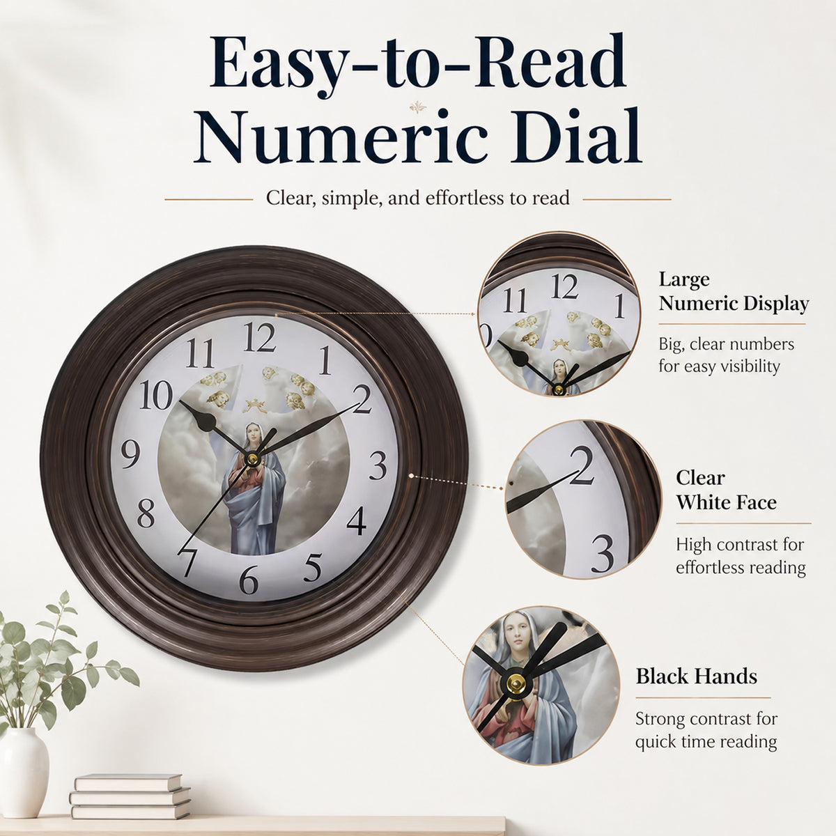 Set of 2 - Wall Clock (1AA Batteries Not Included) - Brown &amp; White V32658139 2