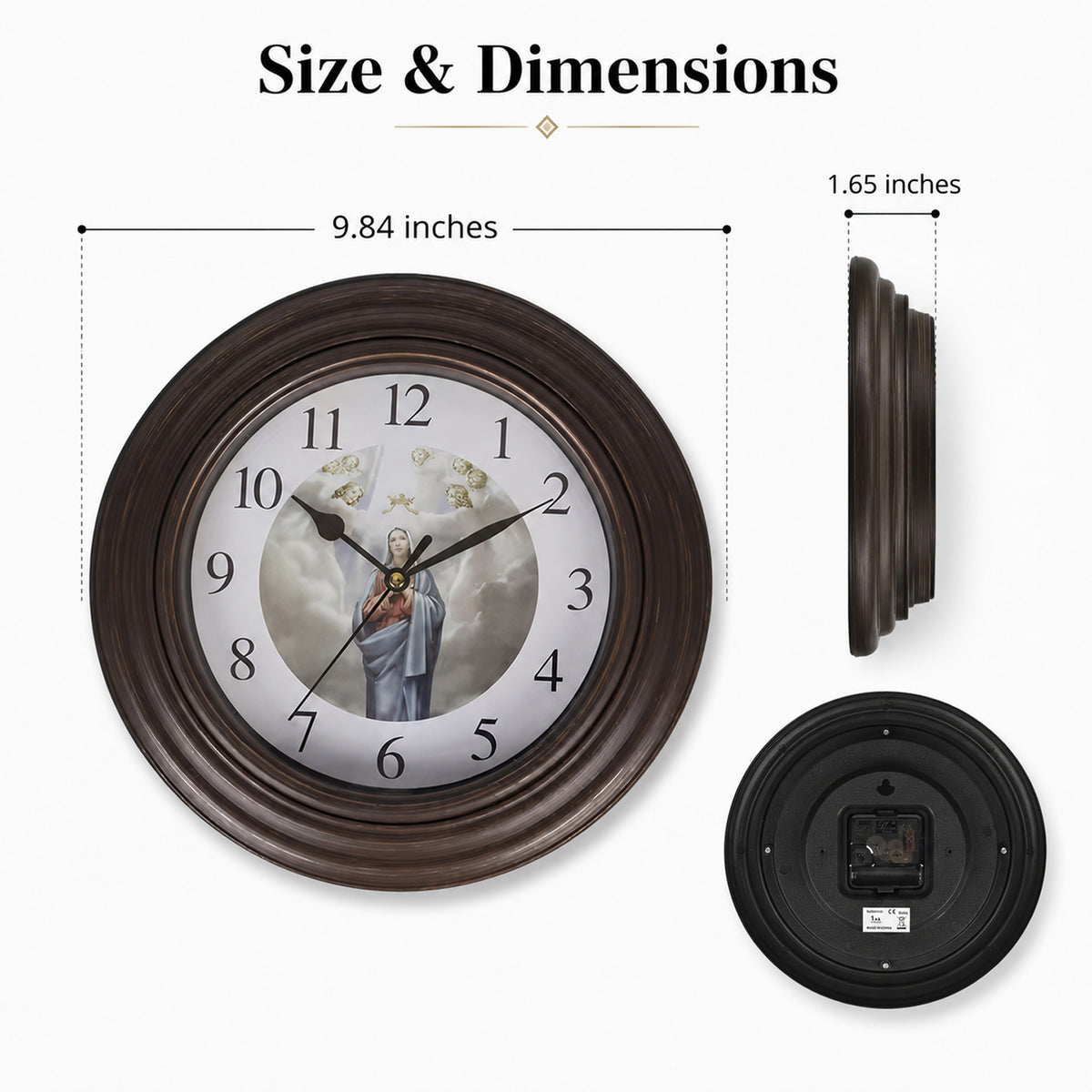 Set of 2 - Wall Clock (1AA Batteries Not Included) - Brown &amp; White V32658139 3