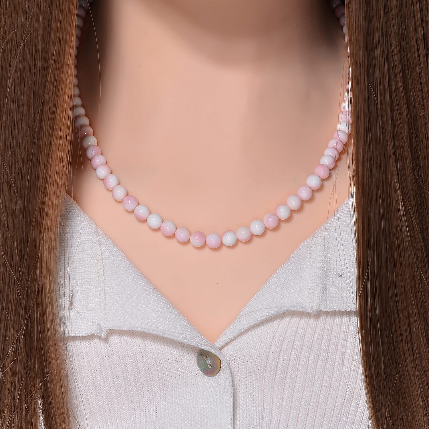 Rhapsody - 950 Platinum AAAA Pink Conch Shell Beads Necklace (Size - 20) 170.00 Ct 7805508 1
