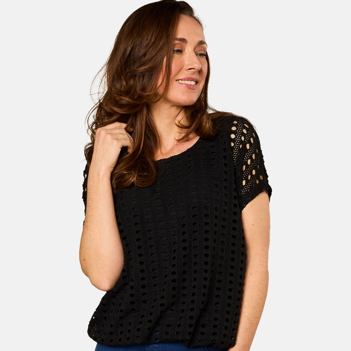 Emreco Lace Jersey Knit Elastic Hem Top V32554221 0