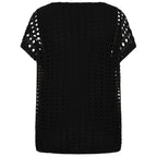 Emreco Lace Jersey Knit Elastic Hem Top (Size 12) - Black_7805731_3