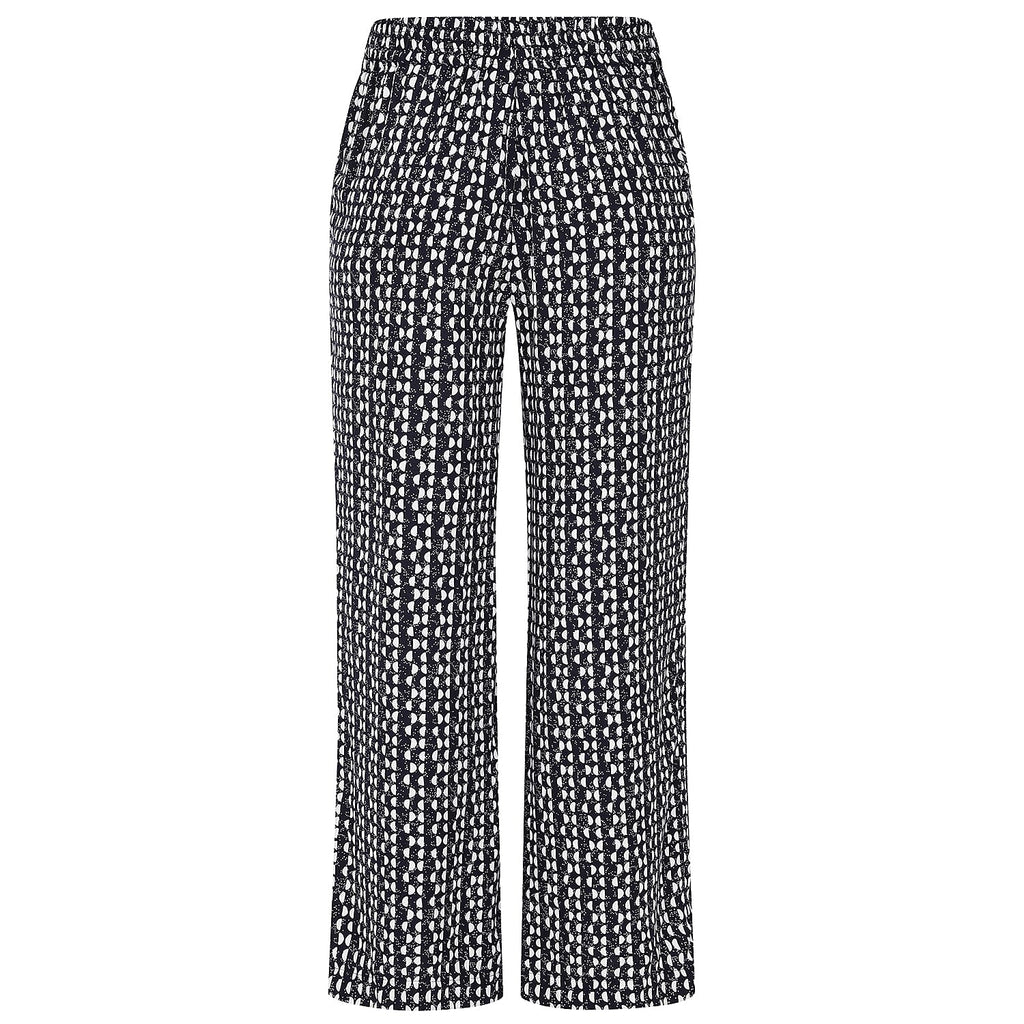 Emreco Lightweight Wide Leg Print Trouser (Size 14) - Navy_7805857_3