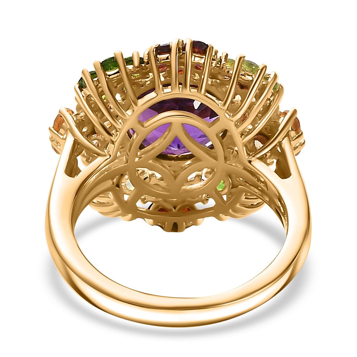 Moroccan Amethyst and Multi Gemstone Flower Ring in 18K Gold Vermeil Sterling Silver V32635271 4