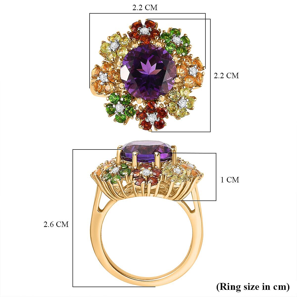 Moroccan Amethyst and Multi Gemstone Flower Ring in 18K Gold Vermeil Sterling Silver V32635271 5