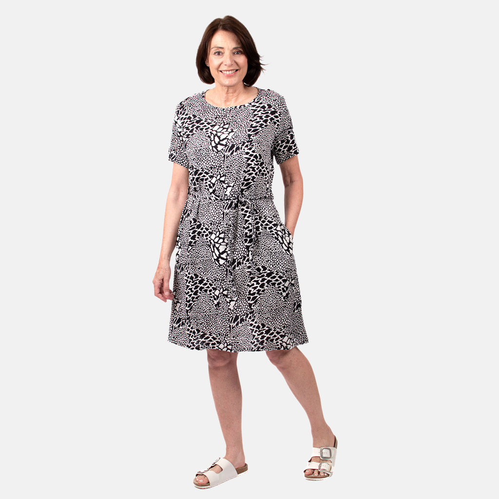 Pure and Natural 100% Viscose Woven Dress (Size M) - Black_7806510