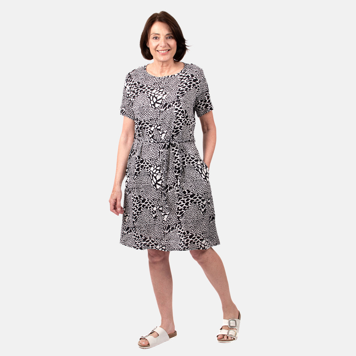 Pure and Natural 100% Viscose Woven Dress (Size M) - Black V32565598 0