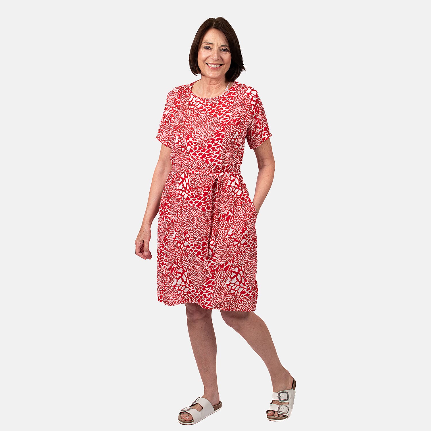 Pure and Natural 100% Viscose Woven Dress (Size L) - Red V32535599 0