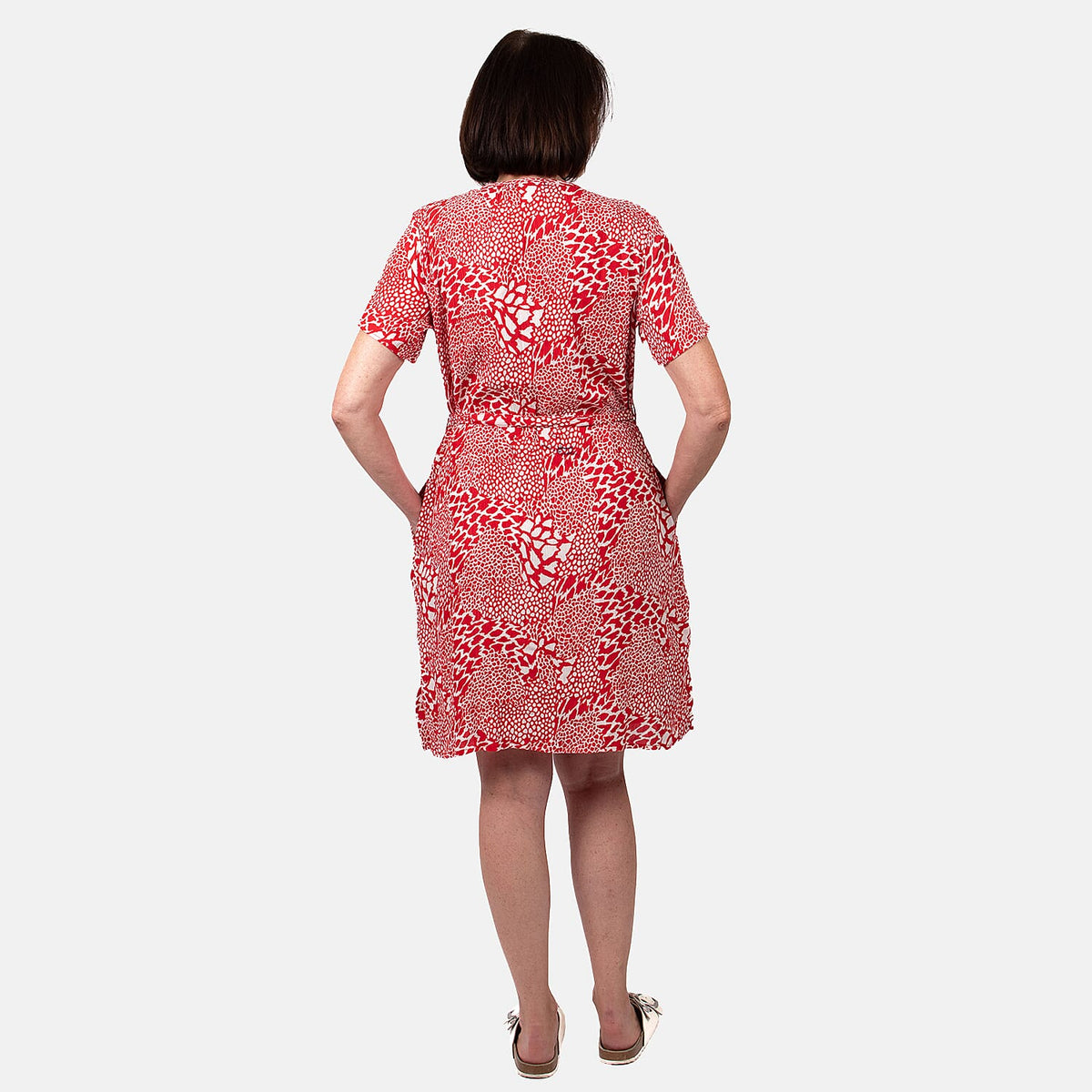 Pure and Natural 100% Viscose Woven Dress (Size L) - Red V32535599 2