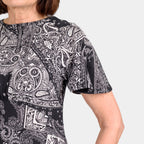 100% Cotton Printed Pattern Maxi Dress with Flutter Sleeves (Size 10) - Black & White_7806563_3