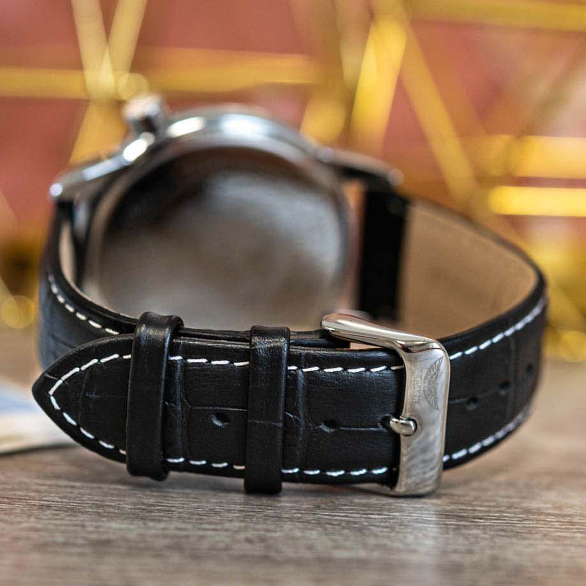 Aviator Analogue Quartz Movt. F Series World Cities Mens Luxury Watch with Date and world timer  in Genuine Leather Strap, 10ATM (100 metres) - Black 7807093 3