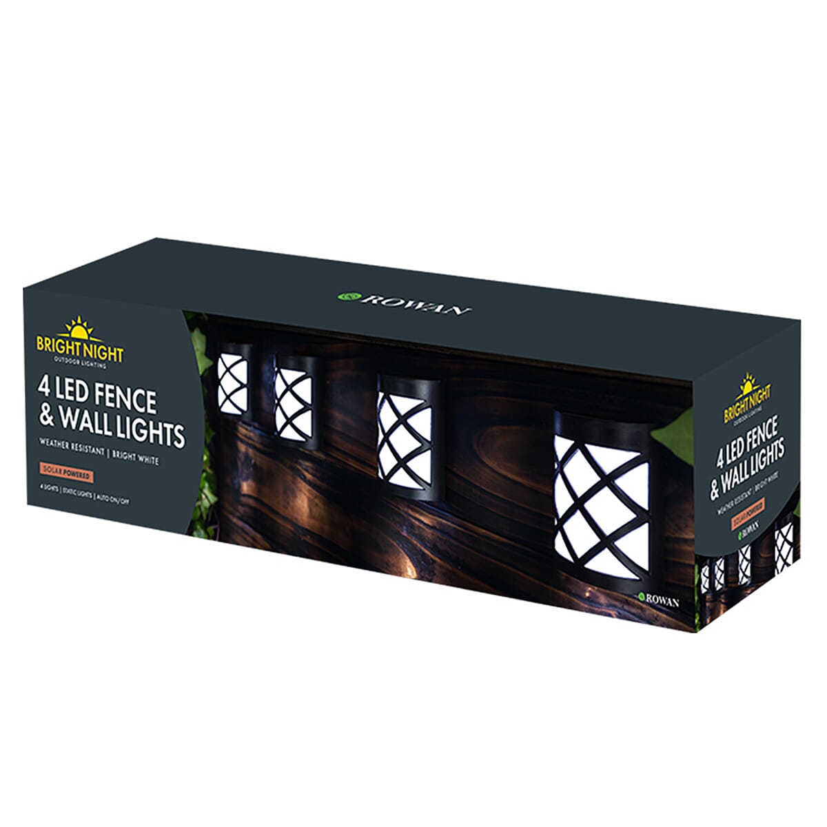 Bright White LED Solar Fence Lights (Pack of 4) - Brown 7807443 0