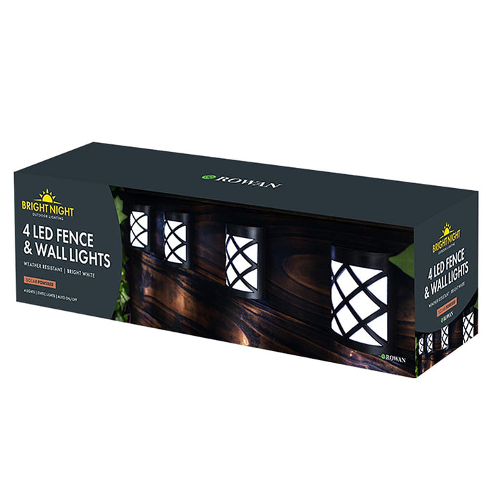 Bright White LED Solar Fence Lights (Pack of 4) - Brown 7807443 1
