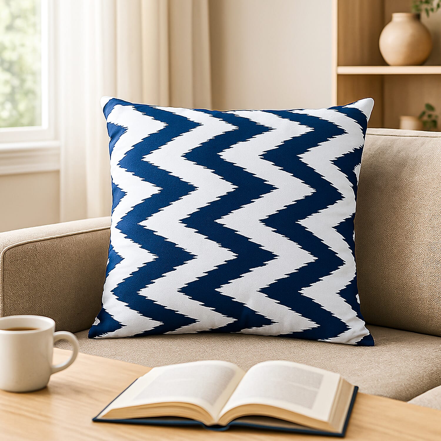 Summer Zig Zag Printed Water Repellent Outdoor Cushion 7807449 0